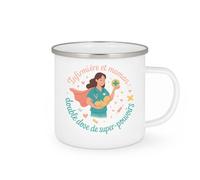 quotedazur - MugInfirmière et maman : double dose de super-pouvoirs - Tasse Cadeau Infirmière Femme - Blanc/Emaillé