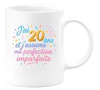 quotedazur - MugJ'ai 20 ans et j'assume ma perfection imparfaite Tasse Cadeau Femme Blanc/Céramique