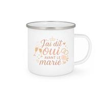 quotedazur - MugJ'ai dit oui avant le marié - Tasse Cadeau Témoin de mariage Homme - Blanc/Emaillé