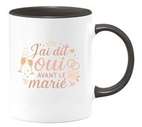 quotedazur - MugJ'ai dit oui avant le marié - Tasse Cadeau Témoin de mariage Homme - Noir/Céramique