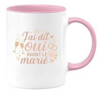 quotedazur - MugJ'ai dit oui avant le marié - Tasse Cadeau Témoin de mariage Homme - Rose/Céramique