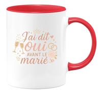 quotedazur - MugJ'ai dit oui avant le marié - Tasse Cadeau Témoin de mariage Homme - Rouge/Céramique
