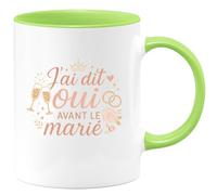 quotedazur - MugJ'ai dit oui avant le marié - Tasse Cadeau Témoin de mariage Homme - Vert/Céramique