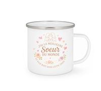 quotedazur - MugJ'ai la meilleure sœur du monde et elle boit dans cette tasse - Tasse Cadeau Soeur Femme - Blanc/Emaillé
