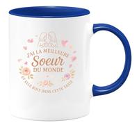 quotedazur - MugJ'ai la meilleure sœur du monde et elle boit dans cette tasse - Tasse Cadeau Soeur Femme - Bleu/Céramique