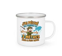 quotedazur - Mugj'ai pêché un poisson de 3 mètres mais il s'est enfui - Tasse Cadeau Pêcheur Homme - Blanc/Emaillé
