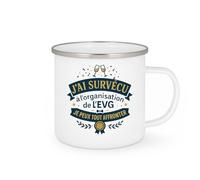 quotedazur - MugJ'ai survécu à l'organisation de l'EVG, je peux tout affronter - Tasse Cadeau Témoin de mariage Homme - Blanc/Emaillé