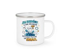 quotedazur - Mugj'ai survécu à une réunion qui aurait pu être un email - Tasse Cadeau Humour Homme - Blanc/Emaillé