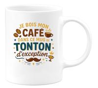 quotedazur - MugJe bois mon café dans ce mug de tonton d'exception - Tasse Cadeau Tonton Homme - Blanc/Céramique