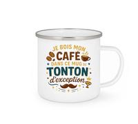 quotedazur - MugJe bois mon café dans ce mug de tonton d'exception - Tasse Cadeau Tonton Homme - Blanc/Emaillé