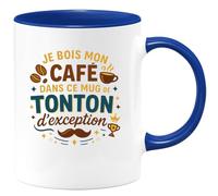 quotedazur - MugJe bois mon café dans ce mug de tonton d'exception - Tasse Cadeau Tonton Homme - Bleu/Céramique