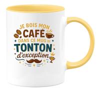 quotedazur - MugJe bois mon café dans ce mug de tonton d'exception - Tasse Cadeau Tonton Homme - Jaune/Céramique