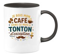 quotedazur - MugJe bois mon café dans ce mug de tonton d'exception - Tasse Cadeau Tonton Homme - Noir/Céramique