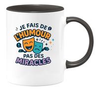quotedazur - Mugje fais de l'humour, pas des miracles - Tasse Cadeau Humour Homme - Noir/Céramique