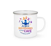 quotedazur - MugJe gère 300 personnes et mon café en même temps - Tasse Cadeau Animateur Homme - Blanc/Emaillé