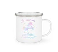 quotedazur - MugJe laisse des paillettes partout où je passe - Tasse Cadeau Licorne Femme - Blanc/Emaillé