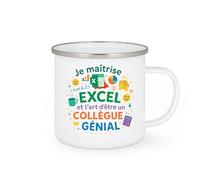quotedazur - MugJe maîtrise Excel et l'art d'être un collègue génial - Tasse Cadeau Collègue Homme - Blanc/Emaillé