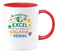 quotedazur - MugJe maîtrise Excel et l'art d'être un collègue génial - Tasse Cadeau Collègue Homme - Rouge/Céramique