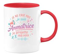 quotedazur - MugJe ne crie pas, je suis Animatrice, je projette ma voix - Tasse Cadeau Animatrice Femme - Rouge/Céramique