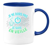 quotedazur - MugJe ne dors pas, je suis en veille - Tasse Cadeau Développeur informatique Homme - Bleu/Céramique