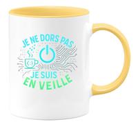 quotedazur - MugJe ne dors pas, je suis en veille - Tasse Cadeau Développeur informatique Homme - Jaune/Céramique
