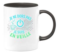 quotedazur - MugJe ne dors pas, je suis en veille - Tasse Cadeau Développeur informatique Homme - Noir/Céramique