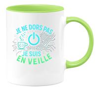 quotedazur - MugJe ne dors pas, je suis en veille - Tasse Cadeau Développeur informatique Homme - Vert/Céramique
