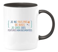 quotedazur - MugJe ne fais pas de bugs, je crée des features non documentées - Tasse Cadeau Développeur informatique Homme - Noir/Céramique