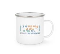 quotedazur - MugJe ne fais pas de bugs, je crée des features non documentées - Tasse Cadeau Développeur informatique Homme - Blanc/Emaillé