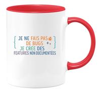 quotedazur - MugJe ne fais pas de bugs, je crée des features non documentées - Tasse Cadeau Développeur informatique Homme - Rouge/Céramique