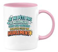 quotedazur - Mugje ne pète pas je murmure dans mon pantalon, parfais c'est un hurlement - Tasse Cadeau Humour Homme - Rose/Céramique
