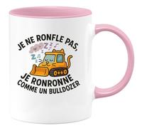 quotedazur - Mugje ne ronfle pas, je ronronne comme un bulldozer - Tasse Cadeau Humour Homme - Rose/Céramique