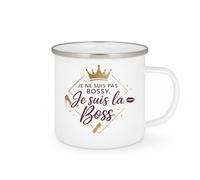 quotedazur - MugJe ne suis pas bossy, je suis la boss - Tasse Cadeau Patronne Femme - Blanc/Emaillé