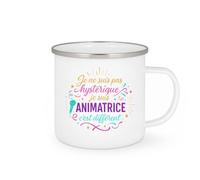 quotedazur - MugJe ne suis pas hystérique, je suis Animatrice c'est différent - Tasse Cadeau Animatrice Femme - Blanc/Emaillé