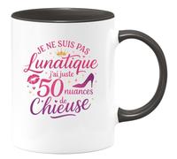 quotedazur - Mugje ne suis pas lunatique, j'ai juste 50 nuances de chieuse - Tasse Cadeau Humour Femme - Noir/Céramique