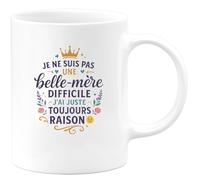 quotedazur - MugJe ne suis pas une belle-mère difficile, j'ai juste toujours raison - Tasse Cadeau Belle-mère Femme - Blanc/Céramique