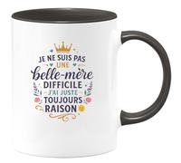 quotedazur - MugJe ne suis pas une belle-mère difficile, j'ai juste toujours raison - Tasse Cadeau Belle-mère Femme - Noir/Céramique