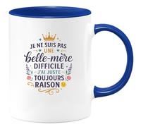 quotedazur - MugJe ne suis pas une belle-mère difficile, j'ai juste toujours raison - Tasse Cadeau Belle-mère Femme - Bleu/Céramique