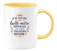 quotedazur - MugJe ne suis pas une belle-mère difficile, j'ai juste toujours raison - Tasse Cadeau Belle-mère Femme - Jaune/Céramique