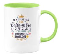 quotedazur - MugJe ne suis pas une belle-mère difficile, j'ai juste toujours raison - Tasse Cadeau Belle-mère Femme - Vert/Céramique