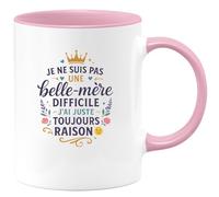 quotedazur - MugJe ne suis pas une belle-mère difficile, j'ai juste toujours raison - Tasse Cadeau Belle-mère Femme - Rose/Céramique