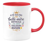 quotedazur - MugJe ne suis pas une belle-mère difficile, j'ai juste toujours raison - Tasse Cadeau Belle-mère Femme - Rouge/Céramique
