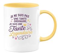 quotedazur - MugJe ne suis pas une tante ordinaire, je suis une tante légendaire - Tasse Cadeau Tante Femme - Jaune/Céramique