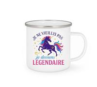 quotedazur - MugJe ne vieillis pas, je deviens légendaire - Tasse Cadeau Licorne Anniversaire Femme - Blanc/Emaillé