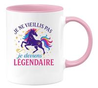 quotedazur - MugJe ne vieillis pas, je deviens légendaire - Tasse Cadeau Licorne Anniversaire Femme - Rose/Céramique