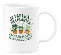 quotedazur - MugJe parle à mes plantes. Elles au moins, elles m'écoutent - Tasse Cadeau Humour Femme - Blanc/Céramique