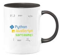 quotedazur - MugJe parle couramment Python, JavaScript et sarcasme - Tasse Cadeau Développeur informatique Homme - Noir/Céramique