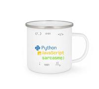 quotedazur - MugJe parle couramment Python, JavaScript et sarcasme - Tasse Cadeau Développeur informatique Homme - Blanc/Emaillé