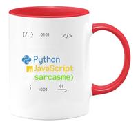 quotedazur - MugJe parle couramment Python, JavaScript et sarcasme - Tasse Cadeau Développeur informatique Homme - Rouge/Céramique