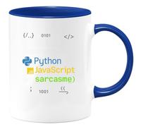 quotedazur - MugJe parle couramment Python, JavaScript et sarcasme - Tasse Cadeau Développeur informatique Homme - Bleu/Céramique